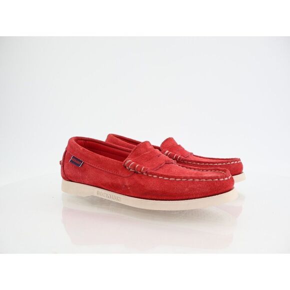 Sebago Dan Mocassin Penny Loafer Womens Size 6 Red Suede Leather Slip On Shoes - Picture 11 of 12